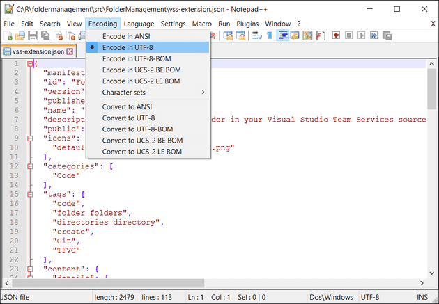Encoding in Notepad++