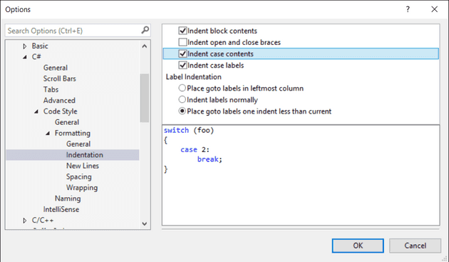 Code Styles - Switch formatting